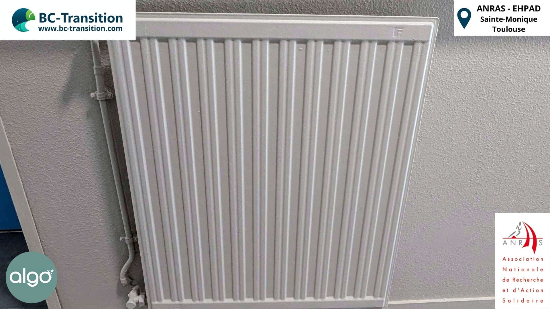 Radiateur rénové à l’EHPAD Sainte-Monique de Toulouse avec la peinture Algo, appliquée par BC-Transition.
